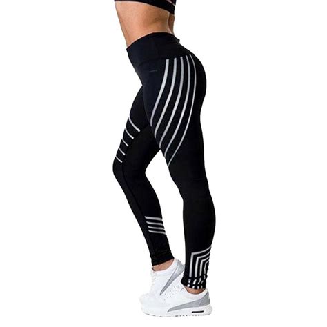 Cheap Woman Yoga Pants Sexy Sports Leggings Irregular Black White