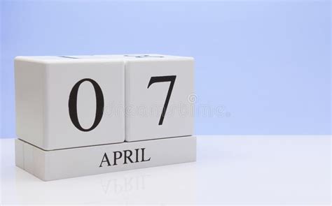 April 07st Day 07 Of Month Daily Calendar On White Table With