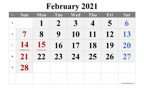 February 2021 Printable Calendar With Holidays | Calendar 2021 Our free printable calendars are available as.