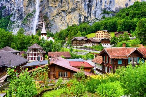 Lauterbrunnen Historical Village In The Swiss Alps