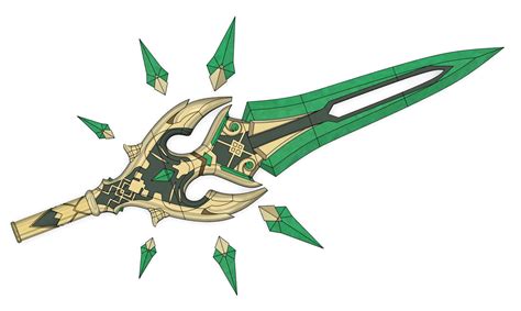 Genshin Impact Primordial Jade Winged Spear Digital 3d Model Lelegacy