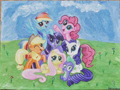 Acrylic Painting Mlp Group Portrait By Belluxenberg On Deviantart