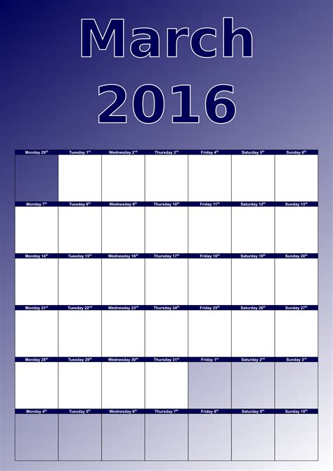 Clipart March Calendar