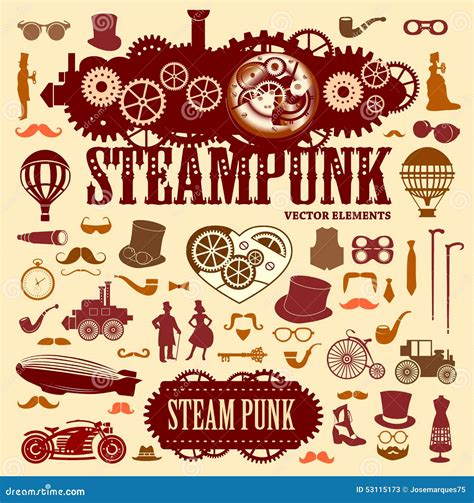 Steampunk Elements Vector Icons Stock Vector Image 53115173