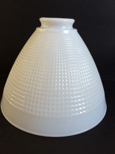 Vintage Corning Torchiere Diffuser White Milk Glass Waffle Lamp