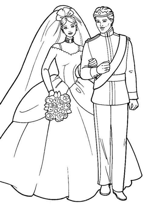Barbie And Ken In Wedding Ceremony Coloring Page Coloring Sun Crayola