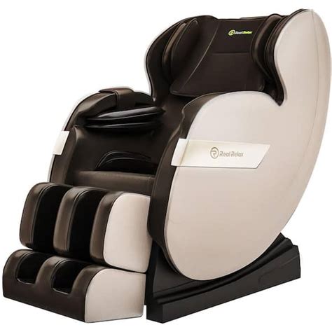 Real Relax Favor 03 Plus Brown Color Full Body Zero Gravity Shiatsu Recliner With Bluetooth And