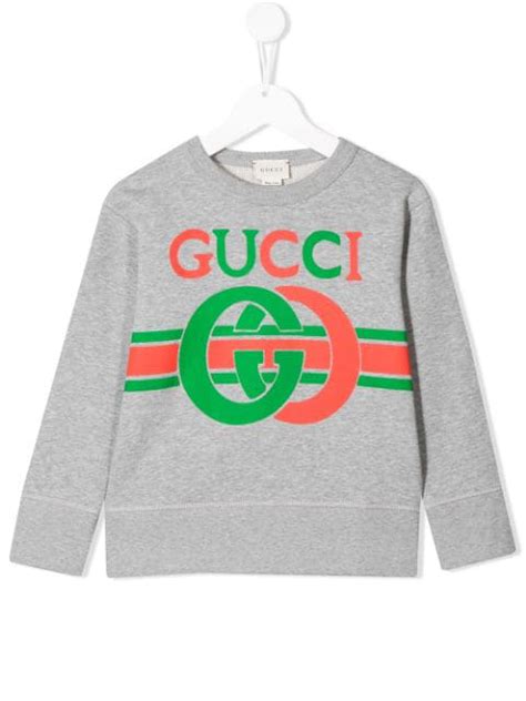 Gucci Kids Sweatshirt Interlocking G In Cotton In Grey Modesens