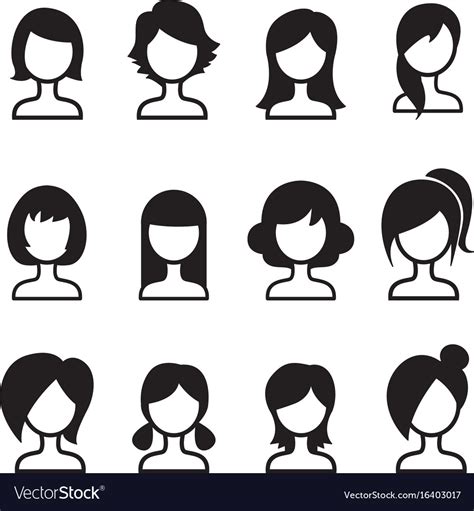 Woman Hair Style Icon Set Royalty Free Vector Image