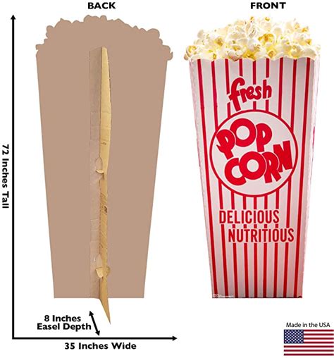 An Image Of A Popcorn Box And Its Measurements