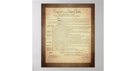Us Constitution Bill Of Rights Poster Zazzle