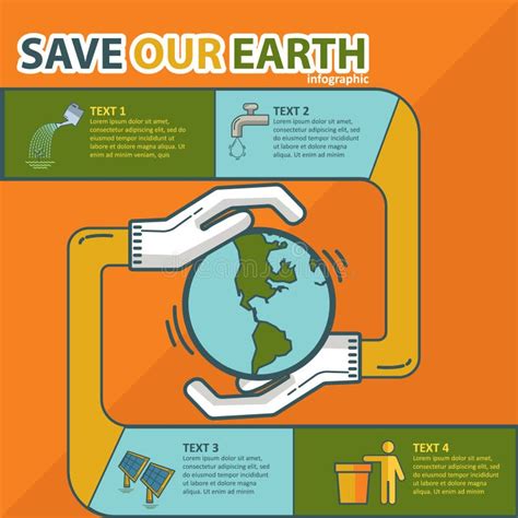 Save Earth Infographic Vector Illustration Decorative Design Stock