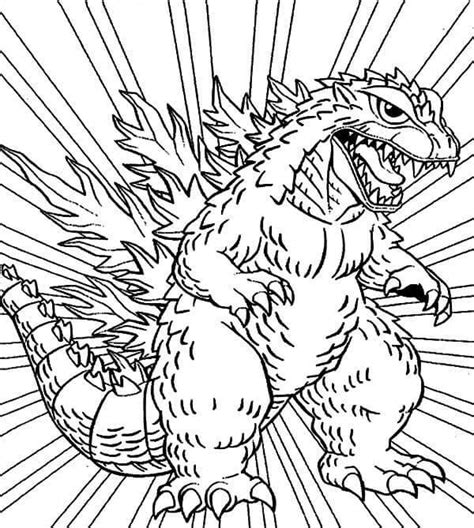 Godzilla De Dibujos Animados Para Colorear Imprimir E Dibujar