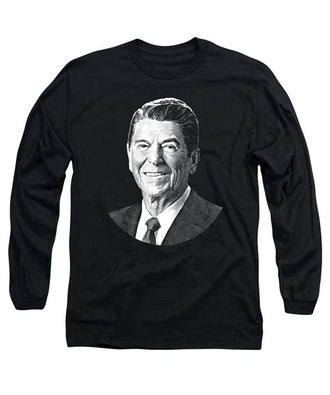 President Ronald Reagan Graphic Black And White Long Sleeve T Shirt