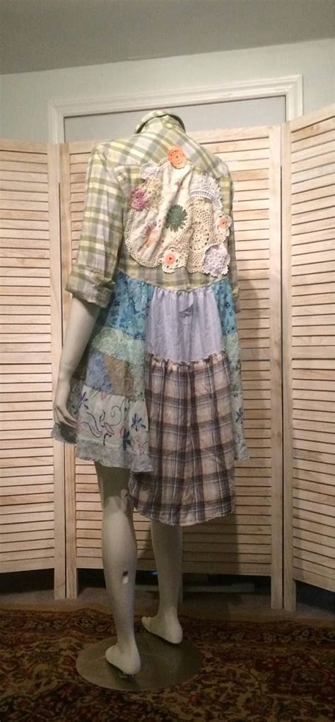 Upcycled Dress Tunic Plaid N Tiered Western Floral Duster Upcycled