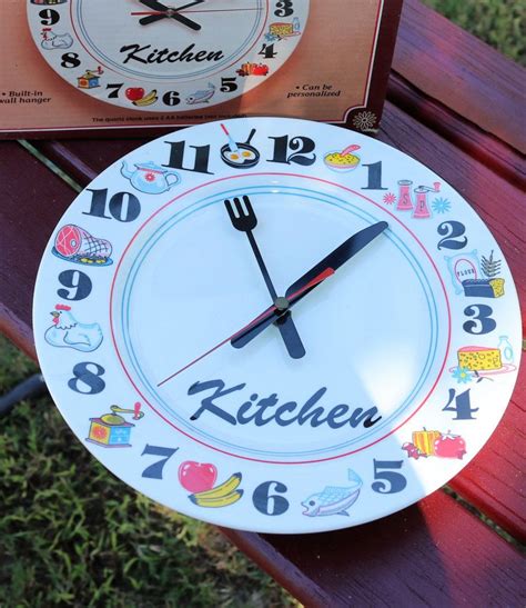 Vintage New Plate Design Kitchen Clock Etsy Plate Design Kitchen