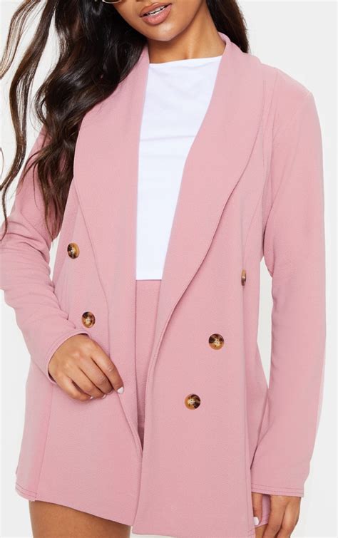 Pink Oversized Button Detail Blazer Prettylittlething Aus