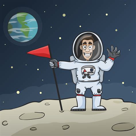 Astronaut On Moon 427393 Vector Art At Vecteezy