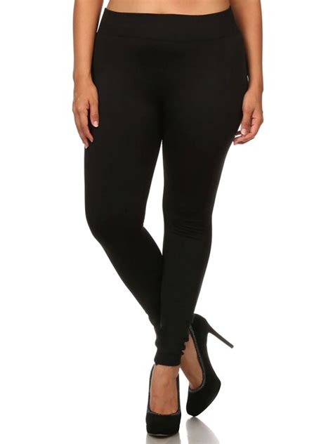 women s plus fleece lined high performance stretch seamless leggings black 2x 3x