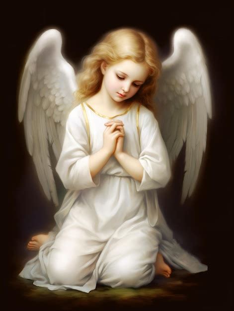 Premium Ai Image Little Girl Angel Praying