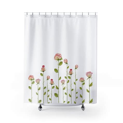 Shabby Chic Shower Curtain Pink Rose Shower Curtain Floral Etsy