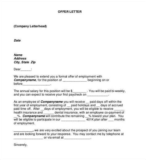 Download sample appointment letter document from it comes after the person has accepted the job offer and now he is being appointed as an employee. 75+ Offer Letter Templates - PDF, DOC | Free & Premium Templates