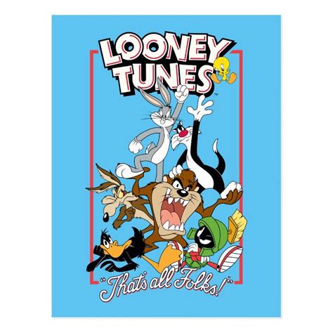 Looney Tunes Thats All Folks Group Stack Postcard Zazzle