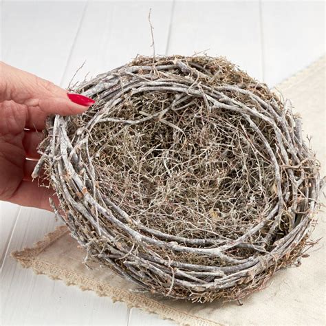 White Washed Artificial Birds Nest Birds And Butterflies Basic Craft