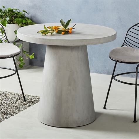 Concrete Outdoor Round Pedestal Dining Table West Elm