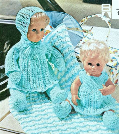 Free baby onesie knitting pattern. BABY DOLLS CLOTHES 12-16" KNITTING PATTERN LAYETTE ...