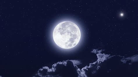 Download Full Moon Clouds Night Sky Wallpaper 2048x1152 Dual Wide