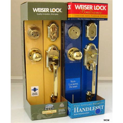 Weiser Double Door Entry Double Cylinder Lock Polished Brass Handleset