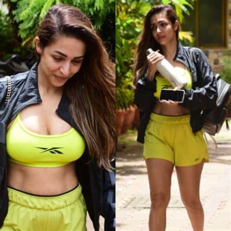 malaika arora looks lusciously lemony in her hot shorts and sports bra as she heads out for