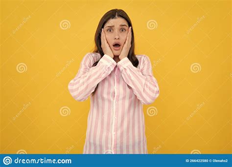 Surprised Astonished Young Woman With Open Mouth Excited Female Face