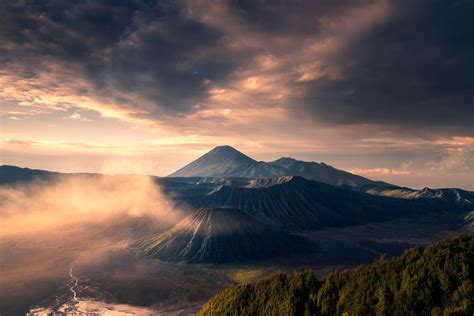 Green Leafed Trees Nature Landscape Indonesia Volcano Hd Wallpaper