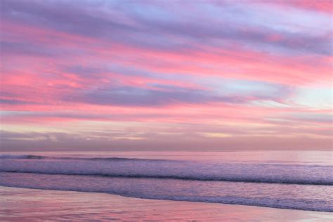 Pink Sunset Clouds Beach