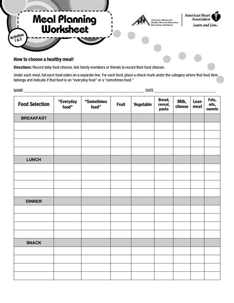 19 Meal Planning Printable Worksheets