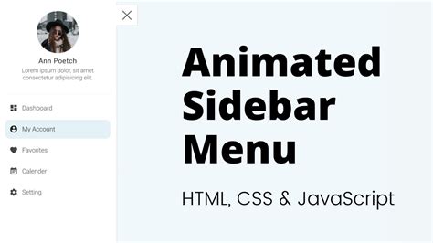 Create Animated Sidebar Menu Using Html Css And Javascript