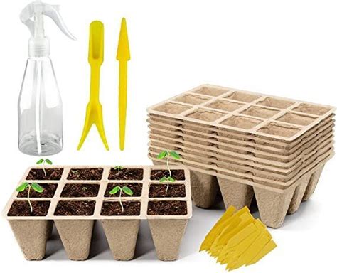 120 Cells Seedling Starter Tray Kit 10 Pack Peat Potsbiodegradable
