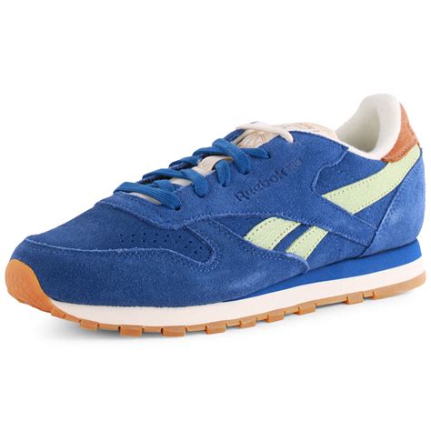 Reebok Classic Leather Womens Suede Royal Blue Trainers New Shoes All