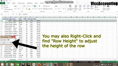 How To Adjust Column Width And Row Height Microsoft Excel 2013 Youtube