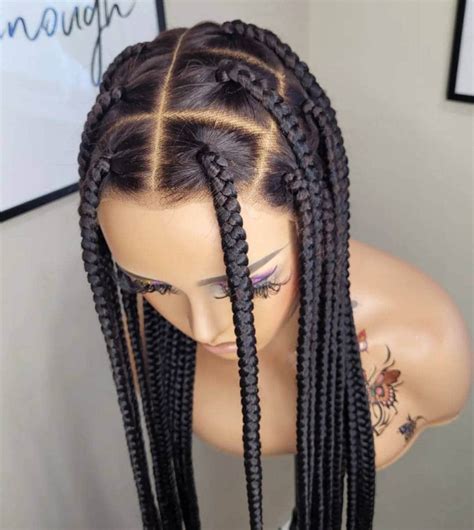 jumbo braid knotless box braids knotless braid wig for black women full lace cornrow wig braided