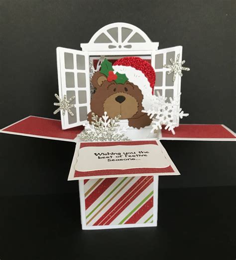 3d Christmas Pop Up Box Card Customizable Teddy Bear Etsy Pop Up