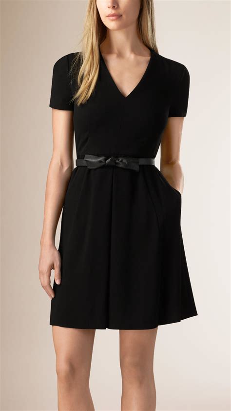 Lyst Burberry A Line Dress With Leather Belt In Black