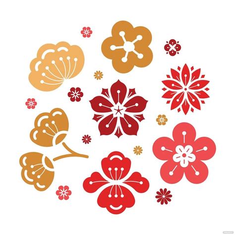 Chinese New Year Flower Vector In Illustrator Svg  Eps Png