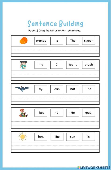Arranging Sentences Worksheet Live Worksheets
