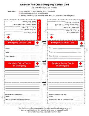 Find american red cross bls card here Emergency Card - Fill Online, Printable, Fillable, Blank | PDFfiller