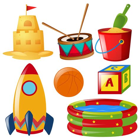Different Items Of Toys 369126 Vector Art At Vecteezy