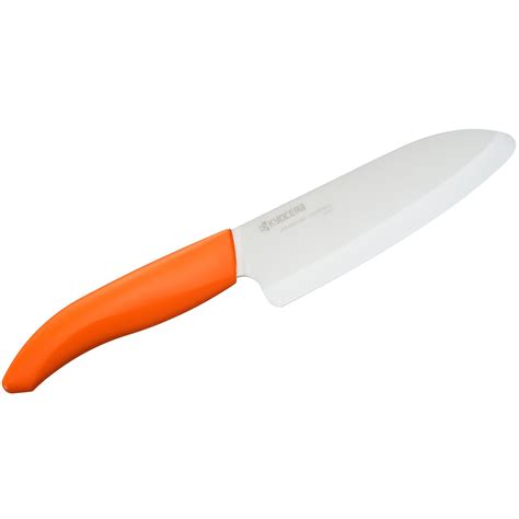 Nóż Szefa Kuchni Ceramiczny 14cm Kyocera Santoku Białypomarańczowa