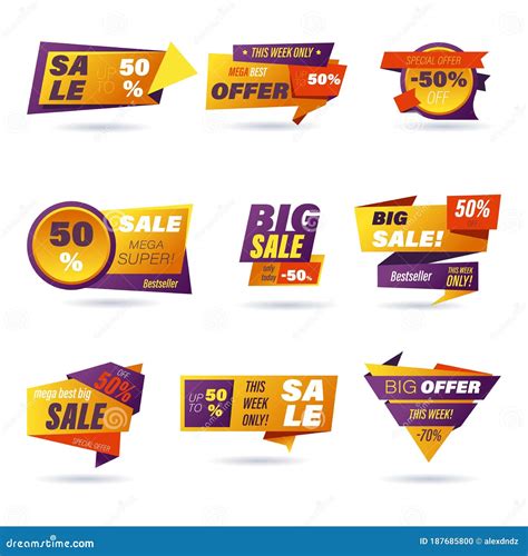 Set Of Retail Sale Badge Shopping Stickers Stock Vector Illustration